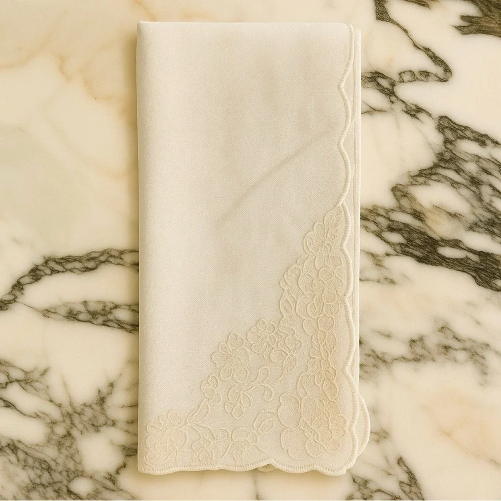 Ivory and Cream Lace Linen Napkin